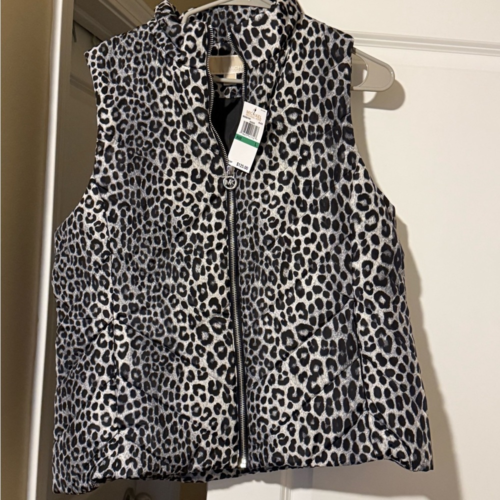 Michael Kors Black and White Animal Print Vest